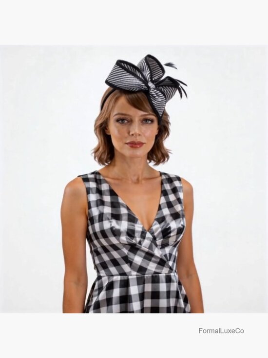 Derby Fascinator Hat with Sinamay Bow, Adjustable, Lightweight main image 4
